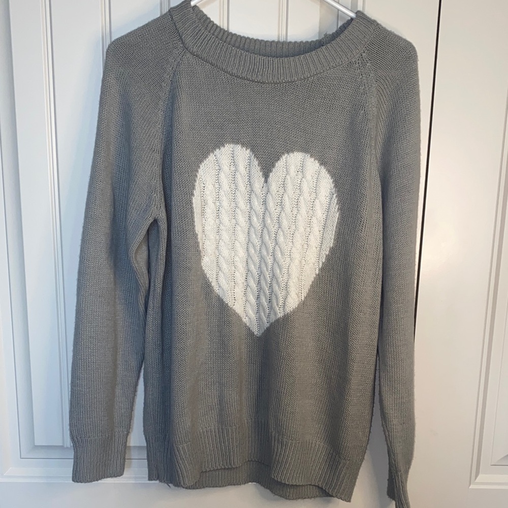 Gray Heart Sweater